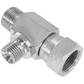 3/4" BSP X 3/4" BSP X 3/8" BSP M/F/M TEE - 1" BSP Parallel Male x 1" BSP Parallel Female x 3/4" BSP Parallel Male, Hydraulic Adaptor Steel, Swivel Female x Male Branch, Reducing on Branch 60Â° Cone, Tee, Zinc Plated Mild Steel, Maximum Pressure 210 bar, B