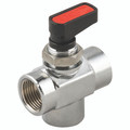 T PORT MINI BALL VALVE - 3/8 - 1/4" BSP Parallel Female, Ball Valve, Type 6710, T Port, Mini, Brass, Nickel Plated Brass Body, PTFE Seal, Working Temperature -20Â°C to +80Â°C, Maximum Working Pressure 20 bar, AignepAll images used are for illustrative