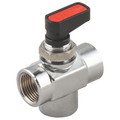 L PORT MINI BALL VALVE - 3/8 - 1/8" BSP Parallel Female, Ball Valve, Type 6700, L Port, Mini, Brass, Nickel Plated Brass Body, PTFE Seal, Working Temperature -20Â°C to +80Â°C, Maximum Working Pressure 20 bar, AignepAll images used are for illustrative