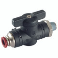 8MM X 1/8" BSPP STRAIGHT BALL VALVE - 1/4" BSP Parallel Male x 6mm Outside Diameter, Straight Ball Valve, Working Temperature -10Â°C to +60Â°C, Maximum Working Pressure 10 bar, Aircomp StampotecnicaAll images used are for illustrative purposes only