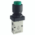 1/8" 3/2 NC PUSH BUTTON EXTERNAL RED - 1/8" BSP Parallel Female, Pneumatic Control Valve, Push Button (External), In-Line Manual 3/2 Way Valve, Black, Nitrile Seal, Working Temperature -20Ã‚Â°C to 70Ã‚Â°C, Maximum Working Pressure 8 bar, KelmAll images