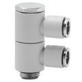 6MM X 1/4 BSPP S7000 DBL ADJ BANJ  2 OUT - 1/8" BSP Parallel Male x 4mm Outside Diameter, Series 7000 Super-rapid Compact Fitting, 2 Outlets, Double Adjustable Banjo, Technopolymer Working Temperature -20Ã‚Â°C to +60Ã‚Â°C, Working Pressure -0