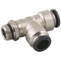 SWIVEL OFFSET TEE UNIVERSAL8 - 3/8" - 1/8" BSP Taper/BSP Parallel Male x 4mm Outside Diameter,  Tee, Push Fitting, Plastic/Brass Nickel Plated, Working Temperature -20Ã‚Â°C to +80Ã‚Â°C, Maximum Working Pressure 20 bar, AignepAll images used are for ill