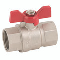 1/4 BSPP NP BRS BV PN40 WING - LONG THD - 1/4" BSP Parallel Female, Ball Valve, Long Thread, Wing Handle, Heavy Model, Full Bore, Red Wing Handle, Nickel Plated Brass Body, PTFE Seal, Working Temperature 0ï¿½C to +90ï¿½C, Maximum Working Pressure 40 bar,