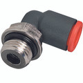 MALE STUD SWIVEL ELBOW 10MM TO G3/8" - M5 Metric Male x 4mm Outside Diameter, 90° Male Stud Swivel Elbow, Technopolymer, Working Temperature -20° C to +60°C, Working Pressure -0 MALE STUD SWIVEL ELBOW 10MM TO G3/8" - M5 Metric Male x 4mm Outside Diameter, 90° Male Stud Swivel Elbow, Technopolymer, Working Temperature -20° C to +60°C, Working Pressure -0
