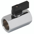 1/8" BSP MINI BALLVALVE F/F BLACK HANDLE - 1/2" BSP Parallel Female, Mini Ball Valve, Type MBV, Black Lever Handle, Brass(Polished Chrome Finish) Body, PTFE Seal, Working Temperature -15ï¿½C to +100ï¿½C, Maximum Working Pressure 8 bar, FT ProAll images