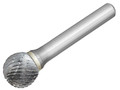 Dormer Solid Carbide Bright Rotary Burr Ball 16 x 6mm - The Dormer P807 Solid Carbide Bright Rotary Burr with ball nose geometry for skip flute grinding and increased strength at the centre