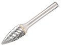 Dormer Solid Carbide Rotary Burr Bright Pointed Tree 6 x 6mm - The Dormer P813 Solid Carbide Rotary Burr Bright with pointed tree ball nose geometry for skip flute grinding and increased strength at the centre