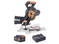 Evolution R185CMS-Li EXT Compound Mitre Saw 18V 1 x 4.0Ah Li-ion - Evolution R185CMS-Li EXT Compound Mitre Saw with multi-material cutting technology is capable of cutting wood, even with embedded nails, mild steel, aluminium, composites, plastics and