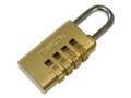Faithfull Brass Combination Padlock 20mm - The Faithfull Combination Padlock has a solid brass body with a 4-pin brass tumbler mechanism