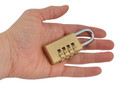 Faithfull Brass Combination Padlock 28mm - The Faithfull Combination Padlock has a solid brass body with a 4-pin brass tumbler mechanism