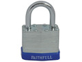 Faithfull Laminated Steel Padlock 40mm 3 Keys - The Faithfull Laminated padlocks are manufactured using individually galvanised plates with a case hardened steel shackle