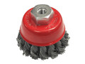 Faithfull Wire Cup Brush Twist Knot 65mm M14x2, 0.50mm Steel Wire - Faithfull Twist Knot Wire Cup Brush for heavier duty applications such as the removal of slag, rust, scale or even dried concrete