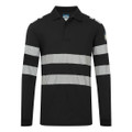 PW3 Modaflame Knit FR Long Sleeve Polo Shirt - Black