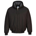 Duck Quilt Lined Hooded Jacket - Black