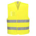 Hi-Vis Two Band Dual ID Holder Vest - Yellow