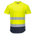 Hi-Vis Contrast Mesh Insert T-Shirt S/S - Yellow/Navy