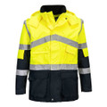 Hi-Vis Breathable Contrast Rain Jacket - Yellow/Navy