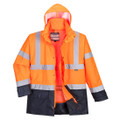 Hi-Vis 5-in-1 Contrast Executive Jacket - Orange/Navy