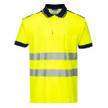 PW3 Hi-Vis Cotton Comfort Polo Shirt S/S - Yellow/Navy