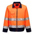 Madrid Hi-Vis Contrast Bomber Jacket - Orange/Navy