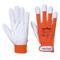 A250 Tergus Gloves Orange - <p class="text-justify">Durable goat grain leather glove with hook &amp; loop fastening, cotton back and reinforced fingertips