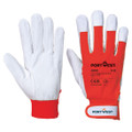 A250 Tergus Gloves Red - <p class="text-justify">Durable goat grain leather glove with hook &amp; loop fastening, cotton back and reinforced fingertips