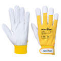 A250 Tergus Gloves Yellow - <p class="text-justify">Durable goat grain leather glove with hook &amp; loop fastening, cotton back and reinforced fingertips