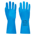 A814 - Food Approved Nitrile Gauntlet - Blue - <p class="text-justify">Free of chemical allergens (Type IV allergies), latex protein (Type I allergies) and Nitrosoamines &amp; Nitrosatables, the A814 has been designed specifically for the food industry