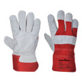 A220 - Premium Chrome Rigger Glove Red - <p class="text-justify">Premium quality split leather chrome rigger with cotton drill back and knuckle protection