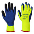 Cold 7 Latex Crinkle Finger Dipped Glove - Yellow/Blue