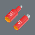 The insulated connectors adapt from square head socket to external square head: 781 A/B from 1/4" square head socket to 3/8" external square head and 781 B/A from 3/8" square head socket to 1/4" external square head.
