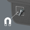The sewn-in magnet on the front of the pouch holds screws and bits securely. Additional tools and small parts can be stored in the two extra compartments. The pouch can be hung, e.g. on the motorcycle frame, via the flexible hook and loop part on the...