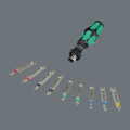 9 bits (50 mm length; for slotted, Phillips-head (Phillips and Pozidriv), TORX®, hexagonal) with BiTorsion zone. The BiTorsion zone cushions peak loads and prevents the tip from breaking prematurely.