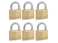 Master Lock Solid Brass 40mm Padlock 4-Pin - Keyed Alike x 6
