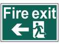 Scan Fire Exit Running Man Arrow Left - PVC Sign 300 x 200mm