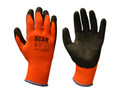 Scan Thermal Latex Coated Gloves - L (Size 9) - Scan Thermal Latex Coated Gloves have a high visibility design with black latex wrinkle finish coating to palm and fingers