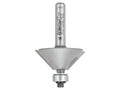Trend 46/37 x 1/4 TCT Bearing Guided Chamfer 45° 31.8 x 12mm - These types of cutters are used for edging work and chamfer cutting on man made fibre boards, natural timbers and plastics