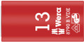 Wera 8790 B VDE Zyklop 3/8" socket, insulated 13.0x46,0mm - 3/8" VDE sockets with increased safety through yellow insulation core, which becomes visible in case of damage to the outer red VDE insulation layer