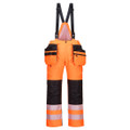 PW351 Hi-Vis Winter Trousers Orange/Black - <p class="text-justify">Premium insulated winter bib trouser made from durable 300D Oxford polyester fabric