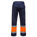 E049 Hi-Vis Contrast Class 1 Service Trousers Orange/Navy - <p class="text-justify">This fully certified combat trouser in a contrast navy colourway has a multitude of clever features