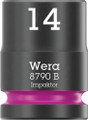 Wera 8790 B Impaktor 14,0, Socket with 3/8" drive - 05005505001 - Contents:</p>8790 B Impaktor socket with 3/8" drive, 14 x 30 mm</p>Features</p><ul><li>For use with electric or pneumatic wrenches with 3/8" drive</li><li>Impaktor technology for a