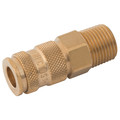 3/8" BSPT Male Coupling - 3/8" BSP Taper Male Coupling, Series 27KE, Self Venting, Pneumatic Quick Release, Valved, Brass Nickel Plated, Nitrile Seal, Working Temperature -20Â°C to +60Â°C, Maximum Working Pressure 12 bar, Parker Rectus