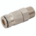 3/8" BSPT Male Coupling - 3/8" BSP Taper Male Coupling, Series 27KE, Self Venting, Pneumatic Quick Release, Valved, Brass Nickel Plated, Nitrile Seal, Working Temperature -20Â°C to +60Â°C, Maximum Working Pressure 12 bar, Parker Rectus