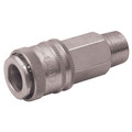 3/8" BSPT Male Coupling - 3/8" BSP Taper Male Coupling, Series 27KE, Self Venting, Pneumatic Quick Release, Valved, Brass Nickel Plated, Nitrile Seal, Working Temperature -20Â°C to +60Â°C, Maximum Working Pressure 12 bar, Parker Rectus