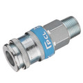 3/8" BSPT Male Coupling - 3/8" BSP Taper Male Coupling, Series 27KE, Self Venting, Pneumatic Quick Release, Valved, Brass Nickel Plated, Nitrile Seal, Working Temperature -20Â°C to +60Â°C, Maximum Working Pressure 12 bar, Parker Rectus