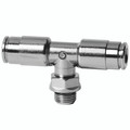 6MM OD X 1/8"BSPP SER 8000 M/STUD TEE - 1/8" BSP Parallel Male x 6mm Outside Diameter, Series 8000 Dual Seal Super-Rapid Push-in Fitting, Male Branch x Tube x Tube, Stud Swivel Tee, Nickel Plated Brass, Working Temperature -20Â°C to +80Â°C, Working Pressu