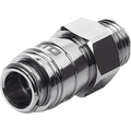 1/4" BSPP Male Coupling - 1/4" BSP Parallel Male Coupling, Series 25KE, Self Venting, Parker Rectus, Pneumatic Quick Release, Valved, Steel, Nitrile Seal, Working Temperature -20Â°C to +100Â°C, Maximum Working Pressure 12 bar, Parker Rectus