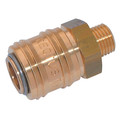 1/4" BSPP Male Coupling - 1/4" BSP Parallel Male Coupling, Series 25KE, Self Venting, Parker Rectus, Pneumatic Quick Release, Valved, Steel, Nitrile Seal, Working Temperature -20Â°C to +100Â°C, Maximum Working Pressure 12 bar, Parker Rectus