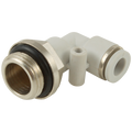 16mm x 3/8" BSPP Male Stud Elbow - 3/8" BSP Parallel Male x 16mm Outside Diameter, One Touch+ Plastic Push-in Metric Tube Fitting, 90Â° Stud Swivel Elbow, Plastic/Brass Nickel Plated, Working Temperature 0Â°C to +60Â°C, Maxmimum Working Pressure 16 bar, K